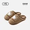 Pantuflas de Algodón Genuinas de Sanrio Kitty para Mujer, Pantuflas Gruesas de Piel Antideslizantes de Invierno, Pantuflas de Felpa para Exteriores Otoño/Invierno