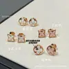 Casa do Burro Versão Alta Colar Trevo de Diamante Ouro Rosa Pulseira Flor de Fritilária Quatro-Folhas Conjunto de Joias Anel Vintage