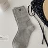 Calcetines a Media Pantorrilla para Mujer, Encaje de Corazón Mínimo, Novedades de Otoño, Calcetines de Ballet con Borde de Burbuja para Mujer, Calcetines de Algodón con Lazo, Absorbentes de Sudor