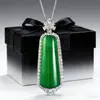 Zhuo Zhifan 2023 Nuevo 925 Plata Esmeralda Rey Verde paso a paso colgante collar de calcedonia verde ajustable