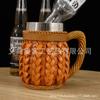 Jarra de cerveza de resina con textura de bambú, recipiente interior de acero inoxidable, diseño a prueba de fugas, estilo retro ins, artículos para el hogar