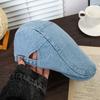Boné de Brim Lavado Primavera e Outono para Mulheres, Boina Fashion para Exterior, Chapéu de Nicho Estilo Chinês, Chapéu Casual de Pintor