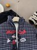 Chaqueta Acolchada de Algodón para Niños Niños, Abrigo Grueso Cálido de Invierno, Chaqueta Acolchada de Algodón Versátil Estilo Coreano a Cuadros Suelta para Niñas