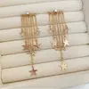 Brillo de luz de estrellas con un ambiente fresco, Aretes largos de borla de estrella de perla sintética, Nuevos aretes versátiles de alta gama a la moda