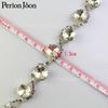 Corrente de solda com strass prateado e vidro ondulado, corrente de diamante para adorno de cabeça, vestido de noiva, acabamento com corrente de diamante, acessórios de vestuário DIY