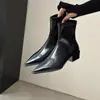 Botines cortos de punta estilo coreano para mujer, nuevos botines sencillos de otoño e invierno 2026, botas ajustadas de tacón grueso de moda europea y americana, botas de moda de nicho