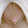 [Acero titanio] Collar con pendientes y anillo huecos de circonita y diamante, traje ligero, lujoso, con personalidad, elegantes pendientes y collar combinados.