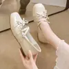 Zapatos planos de punta cuadrada y escotados con lazo para mujer, nuevos zapatos planos estilo francés de otoño, zapatos planos Mary Jane para mujer, 2026