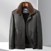 2025 Nova Jaqueta de Couro Masculina Casual de Negócios para o Inverno com Gola Lapela e Gola de Pelo Removível Jaqueta de Couro Aveludada Jaqueta de Algodão Masculina