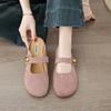 Chinelos Baotou Femininos para Uso Externo Primavera e Verão 2025 Novos Velcro Boca Rasa Flats Versátil Casual Slip-on Sapatos Femininos