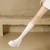 Botas Longas Chuyuji para Aumentar a Altura para Mulheres, Salto Ultra Alto, Salto Grosso, Botas de Cano Alto Acima do Joelho, Botas Longas Brancas para Mulheres Baixas, Botas de Cavaleiro
