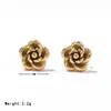 Moda Europea y Americana Ins Pendientes Estilo Frío Flor de Acero de Titanio Pendientes Sentido Avanzado Retro Hebilla de Oreja Distintiva Pendientes Simples