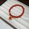 Pulseira Pingente Cavalo com Contas de Ágata para o Ano do Cavalo, Pulseira Versátil Estilo Chinês Retro Novo, Acessório de Mão Exquisito de Alta Qualidade para Mulheres