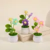 Ramo tejido a mano producto terminado, maceta tipo puff, decoración del hogar, flores artificiales tejidas, ganchillo de hilo, regalo para el Día del Maestro