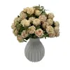 Nuevo Modelo de Comercio Exterior al por Mayor Flor Artificial Rosa Austin de 10 Cabezas Ramo de Boda Ramo de Rosa Sostenido a Mano Flor Artificial