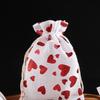 Bolsa de Algodão com Cordão em Formato de Coração Estampada a Ouro Lembrancinha de Casamento Bolsa para Doces Dia dos Namorados Bolsa de Algodão e Linho com Cordão