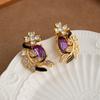 Pendientes de flores de estilo antiguo medio para mujer, estilo vintage francés, ligeros y lujosos, estilo cortesano distintivo, joyería vintage de alta gama.