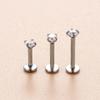 Varilla de acero inoxidable con rosca interna de fondo plano de 1.2x 6/8/10MM, clavo para labio de circón redondo de 3MM, joyería para piercing de hueso de oreja