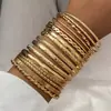 Moda Europea y Americana Nuevo Estilo Moda Personalizada Grabado Trenzado Geométrico Multicapa Apilados Pulseras Set de 10 Piezas Accesorios Al por Mayor