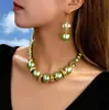 Joyería Transfronteriza Europea y Americana Exagerada Cuentas Grandes Asimétrico Punk Lujo Accesible Elegante Conjunto de Collar y Pendientes de Perlas de Imitación