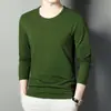 Camisa base lisa para homens, camiseta de manga comprida, camiseta lisa redonda juvenil para homens, camiseta versátil de manga comprida slim fit para outono e inverno para homens