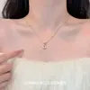 Colar Pingente Rombo Dourado Rosa Chic Francês Elegante Gentil Fashionável Exquisito Simples Toque de Luxo Corrente para Clavícula