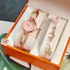 Moda Popular de Tendencia Transfronteriza Acero Aleado con Strass Correa de Acero Pulido Pulsera de Disco Pequeño Espejo Cuarzo Reloj para Mujer Venta al por Mayor