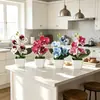 Nova Flor de Alta Simulação 4 Phalaenopsis Pequena Planta em Vaso Flores Brancas Bacia para Pés Sala de Estar Sala de Jantar Decoração de Mesa Flor Artificial