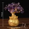 Árbol de la fortuna de citrino al por mayor decoración del hogar bolsa de dinero de 6 agujeros árbol del dinero artesanía para negocios adorno de regalo