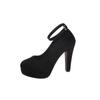 Sapatos de Salto Alto de Tamanho Grande para Venda Transfronteiriça, Novos Modelos de Outono, Moda Europeia e Americana, Camurça, Tira Única, Bico Fino, Boca Rasa, Salto Agulha, Atacado