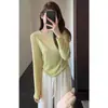 Se puede usar sola o como capa base - Camiseta de manga larga adelgazante para mujer, mezcla de lana Tencel, principios de otoño 26 nuevo Y0828D