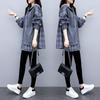 Outono e Inverno Tamanho Grande Roupas Femininas Estilo Coreano Casual Costura Solta Comprimento Médio Falso Duas Peças Com Capuz Moda Suéter Forrado com Fleece Tendência