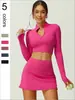 Contas Coloridas Transfronteiriças Justas de Manga Comprida Roupa de Yoga Esportiva Outono e Inverno de Alta Intensidade Secagem Rápida Corrida Nylon Conjunto de Fitness Yoga
