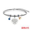 Pulsera Europea y Americana transfronteriza hueso de serpiente día del maestro acero inoxidable diamante azul conmemorativa regalo de vacaciones grabado pulsera de acero de titanio al por mayor