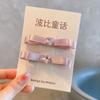 Estilo Coreano Rosa Champaña Niñas Amor Trasero Lazo Flequillo Pinza Diadema para el Cabello Accesorios para el Cabello para Niños