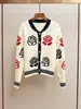 Shenzhen Nanyou Elegante Suéter de Punto de Manga Larga con Cuello Redondo, Color Contrastante, Crochet, Estilo Retro, Pequeño Aroma, Nuevo para Otoño e Invierno