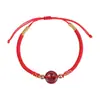 Pulsera Roja Trenzada Hecha a Mano Original de Lin Año del Caballo del Zodiaco, Pulsera Estudiantil de Estilo Artístico con Dijes de Paz