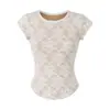 Camiseta Branca de Renda com Manga Curta para Mulheres, Estilo Doce e Picante, Top de Nicho para Primavera, Slim Fit, Valoriza a Silhueta, com Ombros Normais, Adequada como Camada Base