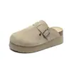 Sapatos Birkham com Plataforma Femininos 2024 Novo Verão Preguiçosos de Calçar Meio Chinelos Para Usar por Cima Sapatos Birkham Aumentados