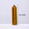 Cristal Natural Ojo de Tigre Amarillo Prisma Hexagonal de Punta Única Adornos Piedra Original Artesanía de Cristal Pulido Decoración de Escritorio para el Hogar
