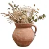Macetas de Cerámica Estilo Wabi-Sabi, Adornos Decorativos Rojos Rústicos, Macetas de Cerámica Gruesa Vintage, Jarrón Cerámico Grande para Arreglo Floral en Mueble de TV de Entrada