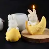 Nuevo Molde Portavelas Conejo de la Luna de Pascua Trébol de Cuatro Hojas Luna Osmanthus Conejo de Jade Conejito Portavelas Molde de Silicona