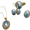 Juego de Joyería Mabe de Aguas Profundas Naturales para Mujer, Conjunto Versátil y Retro de Cuatro Piezas, Ventas Directas de Fábrica y Joyería al Por Mayor