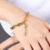Europa y Estados Unidos estilo transfronterizo moda ins pulsera de acero de titanio todo partido estilo frío pulsera ovalada con forma de O de acero inoxidable 18K