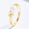Anillo de Plata 925 Mariposa Circonita Anillo Abierto de Perla de Agua Dulce para Mujer Joyería de Mano de Nicho de Alta Gama Regalo del Día de San Valentín Chino