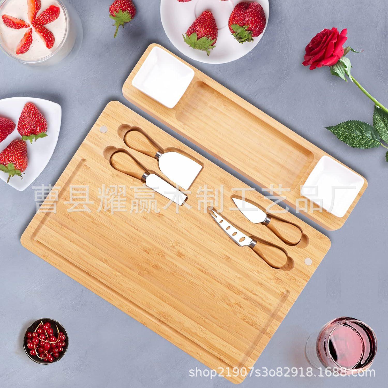 竹制砧板 家用菜板大号起司板 竹制芝士盘带刀具 熟食点心水果
