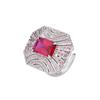 Moda Lujo Anillo de Zirconia Rojo Rosa Anillo Abierto Azul Real Transfronterizo Corindón Rojo Zirconia Rosa Rectangular Para Mujer