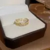 Anel Geométrico Aberto Minimalista de Zircônia Luxo de Nicho High-End Anel para Dedo Indicador Tendência Versátil Joias de Moda Atacado