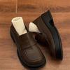 Mocasines de suela gruesa transfronterizos para mujer 2024 Invierno Nuevos Estilo Británico Retro Zapatos sin cordones combinables para mujer