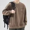 Stock de fábrica Estilo Casual Minimalista Americano Sudadera con Capucha de Cuello Pequeño y Cuello Redondo para Hombre Otoño Invierno Top Engrosado Adolescente Manga Larga